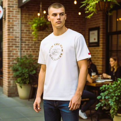 Medium Logo White and Gold Puff T-Shirt