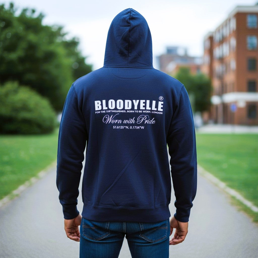 Hoodie Navy Blue w/ White Logo
