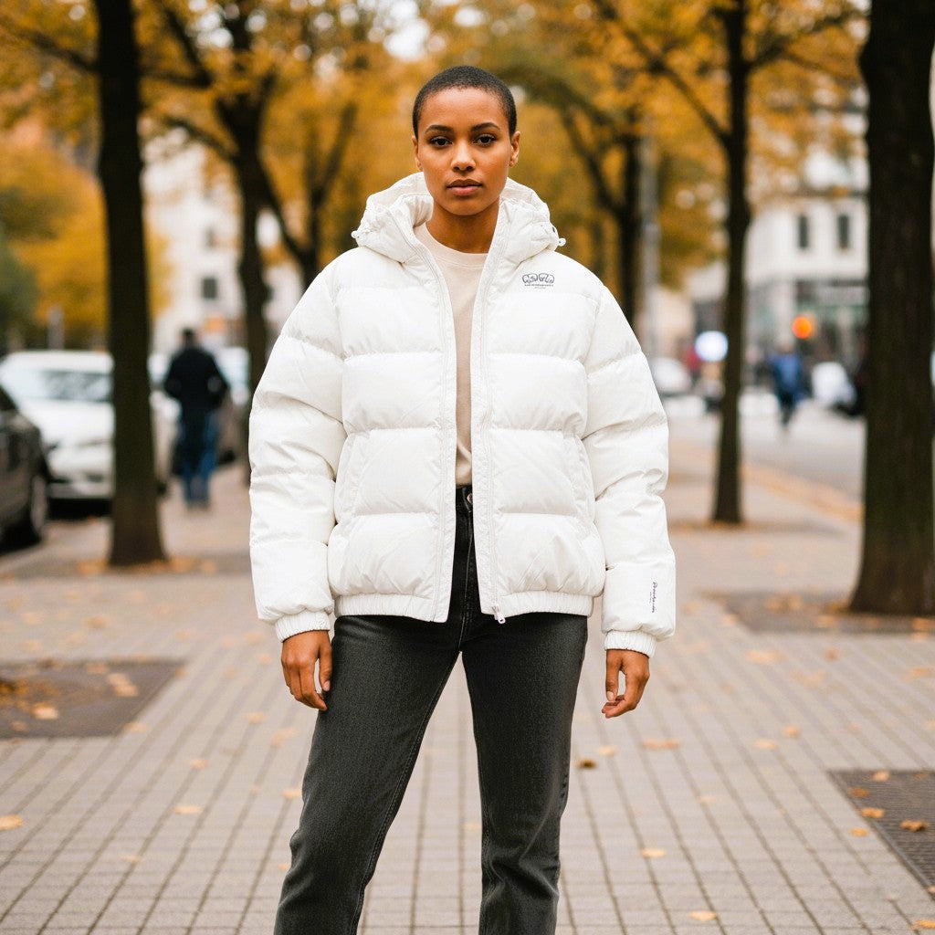 White Heavy Hooded Oversized Puffer Jacket