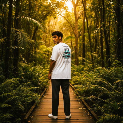 Discovering Life -Bloodyelle White T-Shirt with Black and Tiffany Blue Logo